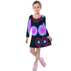 Cell Egg Circle Round Polka Red Purple Blue Light Black Kids  Long Sleeve Velvet Dress by Mariart