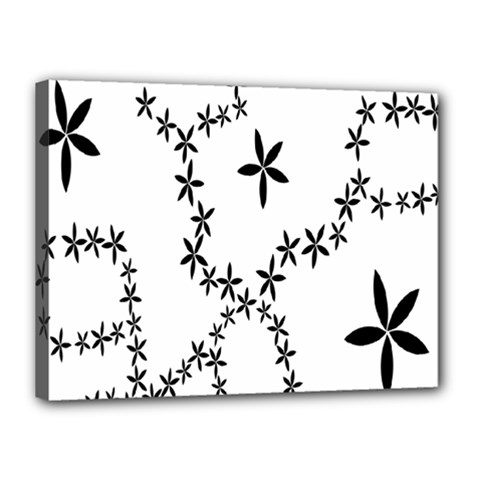 Flower Floral Black Line Wave Chevron Fleurs Canvas 16  X 12  by Mariart