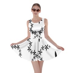 Flower Floral Black Line Wave Chevron Fleurs Skater Dress by Mariart