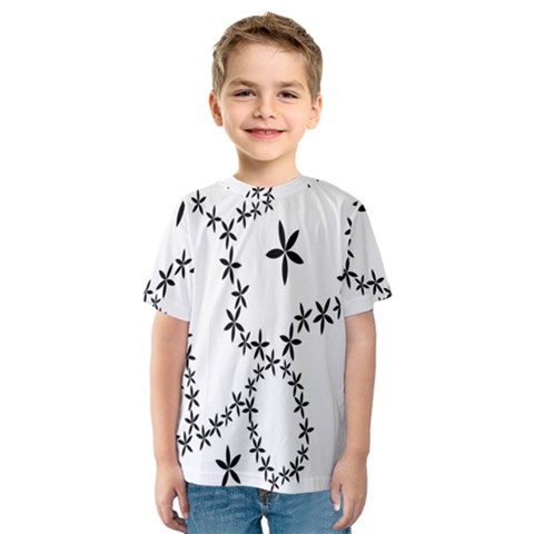 Flower Floral Black Line Wave Chevron Fleurs Kids  Sport Mesh Tee by Mariart