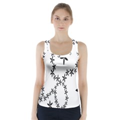 Flower Floral Black Line Wave Chevron Fleurs Racer Back Sports Top by Mariart