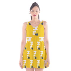 Fog Machine Fogging White Smoke Yellow Scoop Neck Skater Dress by Mariart