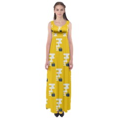 Fog Machine Fogging White Smoke Yellow Empire Waist Maxi Dress by Mariart