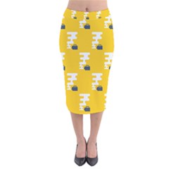 Fog Machine Fogging White Smoke Yellow Velvet Midi Pencil Skirt by Mariart