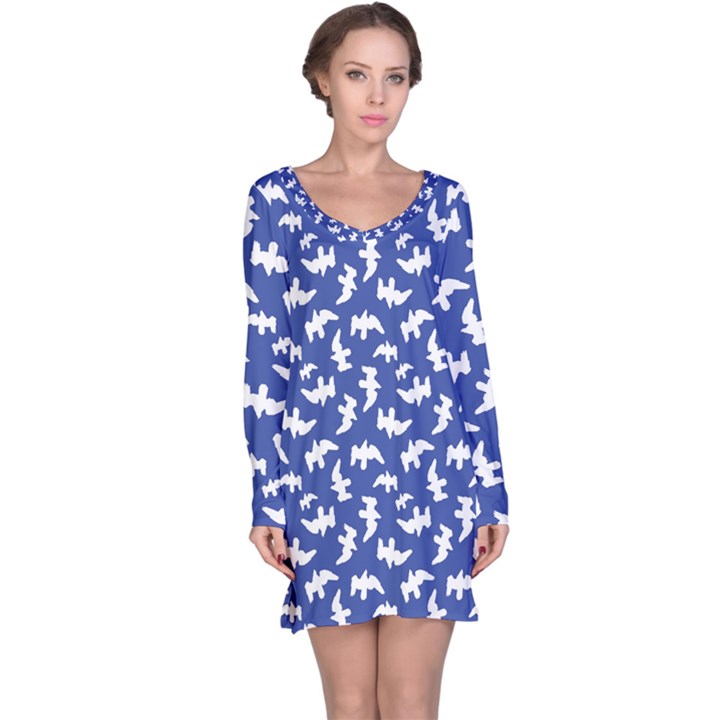 Birds Silhouette Pattern Long Sleeve Nightdress