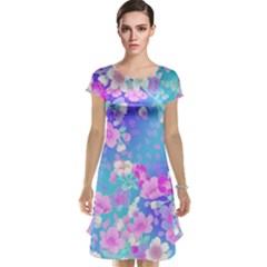 Flowers Cute Pattern Cap Sleeve Nightdress by Nexatart