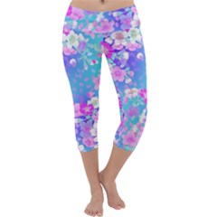 Flowers Cute Pattern Capri Yoga Leggings by Nexatart