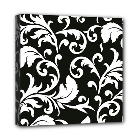 Black And White Floral Patterns Mini Canvas 8  X 8  by Nexatart