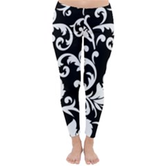 Black And White Floral Patterns Classic Winter Leggings by Nexatart