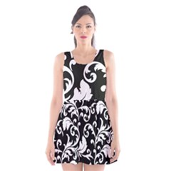 Black And White Floral Patterns Scoop Neck Skater Dress by Nexatart