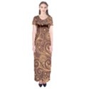 Gold And Brown Background Patterns Short Sleeve Maxi Dress View1