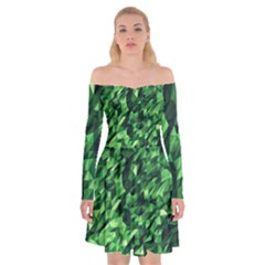 Green Attack Off Shoulder Skater Dress