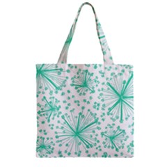 Pattern Floralgreen Zipper Grocery Tote Bag by Nexatart