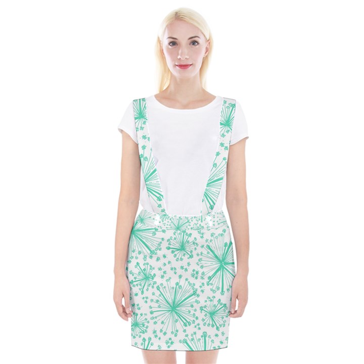 Pattern Floralgreen Braces Suspender Skirt