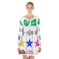 Cute Symbol Long Sleeve Velvet V-neck Dress by Nexatart