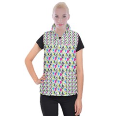 Cool Graffiti Patterns  Women s Button Up Puffer Vest