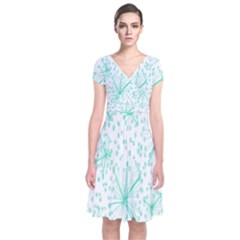 Pattern Floralgreen Short Sleeve Front Wrap Dress by Nexatart