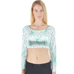 Pattern Floralgreen Long Sleeve Crop Top by Nexatart