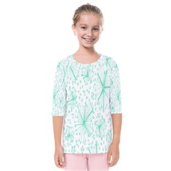 Pattern Floralgreen Kids  Quarter Sleeve Raglan Tee