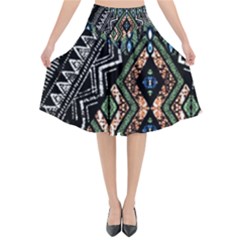 Ethnic Art Pattern Flared Midi Skirt