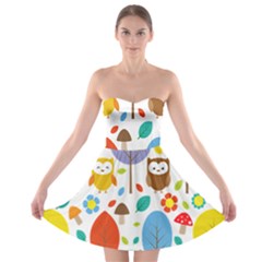 Cute Owl Strapless Bra Top Dress by Nexatart