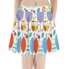 Cute Owl Pleated Mini Skirt by Nexatart