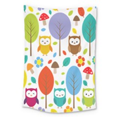 Cute Owl Large Tapestry by Nexatart