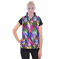 Tropical Jungle Print And Color Trends Women s Button Up Puffer Vest