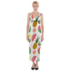 Fruits Pattern Fitted Maxi Dress