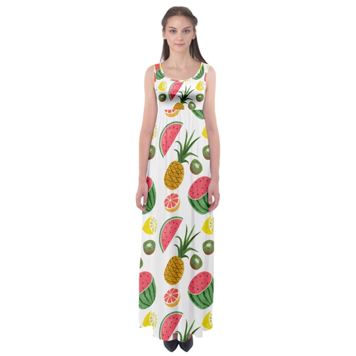 Fruits Pattern Empire Waist Maxi Dress