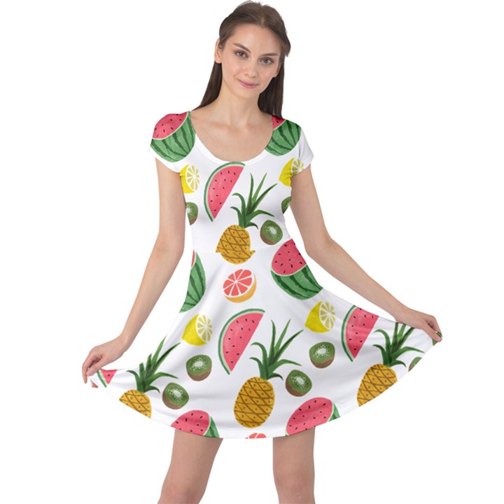 Fruits Pattern Cap Sleeve Dresses