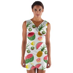 Fruits Pattern Wrap Front Bodycon Dress by Nexatart