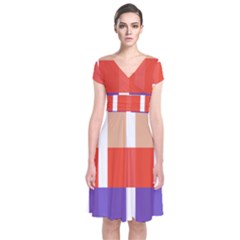 Compound Grid Short Sleeve Front Wrap Dress by Nexatart