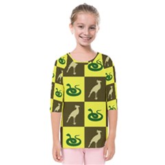 Bird And Snake Pattern Kids  Quarter Sleeve Raglan Tee