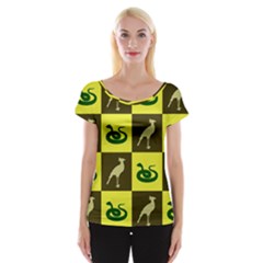 Bird And Snake Pattern Women s Cap Sleeve Top by Nexatart