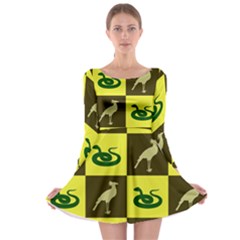 Bird And Snake Pattern Long Sleeve Skater Dress by Nexatart