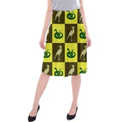 Bird And Snake Pattern Midi Beach Skirt