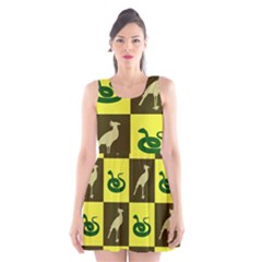 Bird And Snake Pattern Scoop Neck Skater Dress by Nexatart