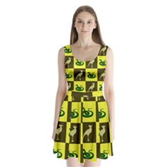 Bird And Snake Pattern Split Back Mini Dress  by Nexatart