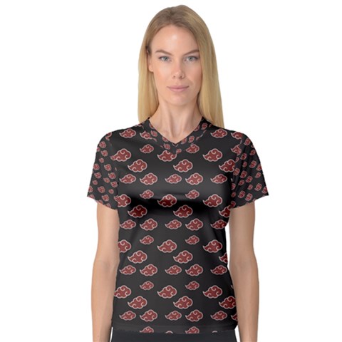 Cloud Red Brown Women s V-neck Sport Mesh Tee by Mariart