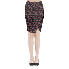 Cloud Red Brown Midi Wrap Pencil Skirt by Mariart