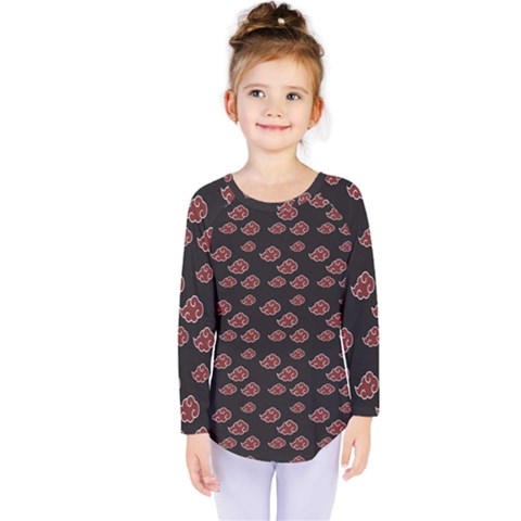 Cloud Red Brown Kids  Long Sleeve Tee by Mariart