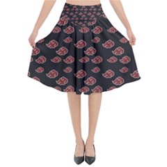 Cloud Red Brown Flared Midi Skirt