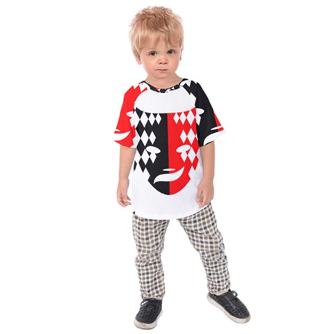 Face Mask Red Black Plaid Triangle Wave Chevron Kids  Raglan Tee by Mariart