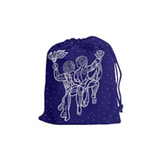 Gemini Zodiac Star Drawstring Pouches (medium)  by Mariart