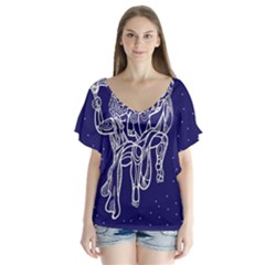 Gemini Zodiac Star Flutter Sleeve Top by Mariart