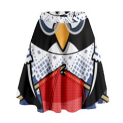 Grandma Penguin High Waist Skirt by Nexatart