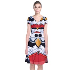 Grandma Penguin Short Sleeve Front Wrap Dress by Nexatart