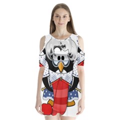 Grandma Penguin Shoulder Cutout Velvet  One Piece by Nexatart