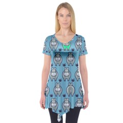 Funny Cow Pattern Short Sleeve Tunic  by Nexatart